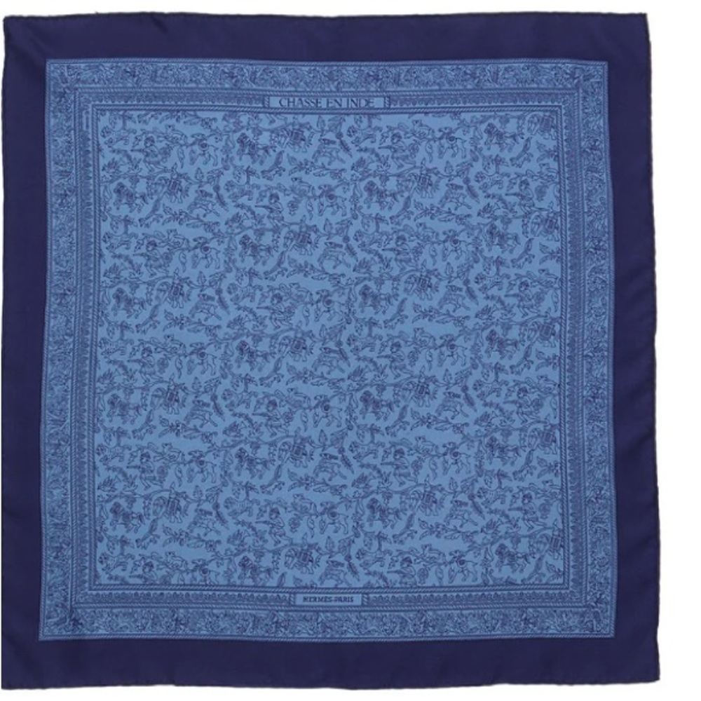 Hermes Blue Patterned Scarf
